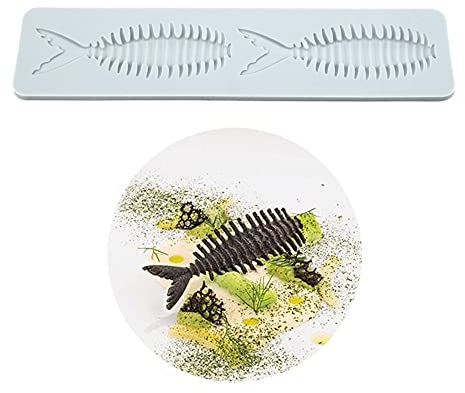 Moules en silicone 3D en forme de feuille creuse pour chocolat, nid d'abeille, bonbons, fondant, décoration de gâteau, sucre, artisanat (H _ os de poisson_23,4 x 5,6 x 0,5 cm)