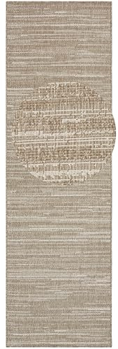 ELLE Decoration Indoor and Outdoor Mèlange Flat Weave Reversible Rug Modern Design Runner Mottled Robust Easy Care Balcony Patio Garden Living Room Office Bedroom Linen 80 x 350 cm