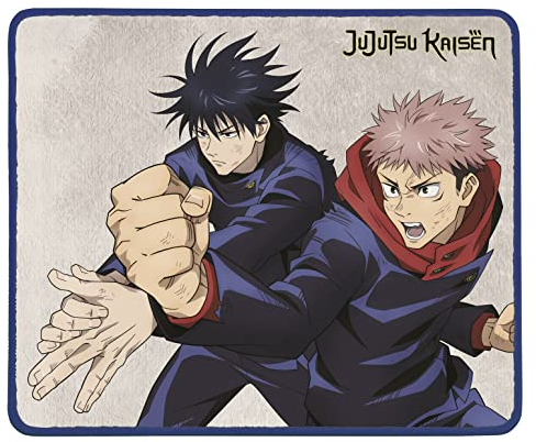 Konix Jujutsu Kaisen Tapis de Souris Gaming 32 x 27 cm - Base antidérapante - Motif Megumi et Yuji