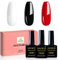 YSUVIN Semi Permanente Smalto per Unghie, 3 Colori Nero Bianco Rosso Smalto Gel Soak Off UV/LED Base Colore Set per Unghie, Usato Per La Casa Fai Da Te Nail Salon, Regalo di San Valentino di Natale