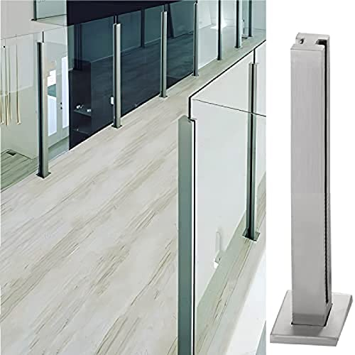 Pealihuy Glasgeländer-Endpfosten/Mittelpfosten/Eckpfosten - Innen/Außen/Eingang/Haus 1/2 Zoll Plexiglas-Balustraden-Zaunhalterung, Holz/Zement-Treppenboden,Mittlerer Beitrag,Höhe 75 cm (29,5 Zoll)