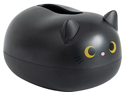 Cyrank Taschentücher Box, Cartoon-Katzen-Taschentuchbox, Kawaii Kunststoff Taschentuchspender, Toilettenpapierhalter Katze, Cartoon Tissue Box Für Küche, Badezimmer, Schlafzimmerkommoden(Schwarz)