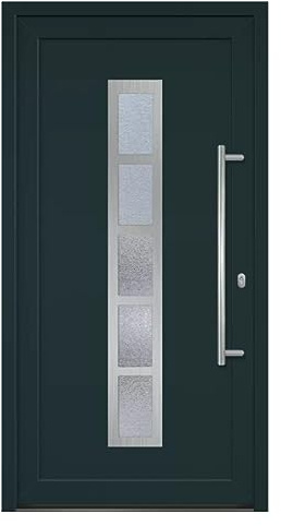 HORI Haustür Eingangstür Komplettset – Robuste Hauseingangstür mit moderner Optik, hoher Wärmedämmung & Sicherheit, Farbe: anthrazit (innen weiß) - DIN rechts - Modell: Frame - 208 x 98 cm