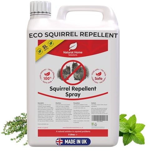 Squirrel Rodent Repellent Spray Premium Eco-Friendly Natural 5L Refill Peppermint Clove Thyme Essential Oils Made in The UK