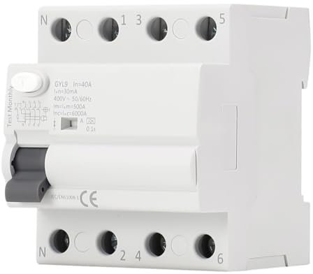 Differenziale superimmunizzato trifase 4P (3P+N) 40A 30mA e 6kA. Classe A SI. Interruttore differenziale RCCB Super Immunizzato. Interruttore 4P 40A 30mA