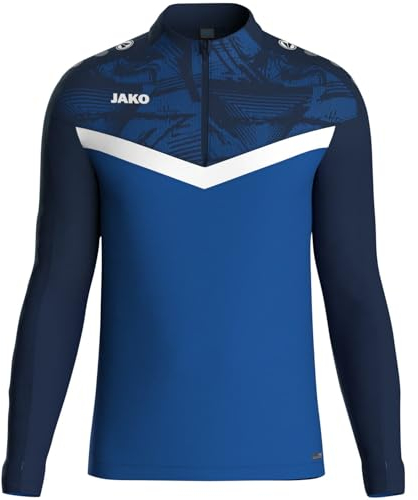 JAKO Ziptop Kinder Unisex Iconic Gr. 152 Royal/Marine - Atmungsaktives Sport Sweatshirt für Kinder mit Keep Dry Funktion und wärmender, weicher Fleece-Innenseite
