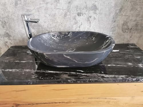 Lavabo opaco in marmo alta qualità Portoro Silver Opaco Misura 60x40x15cm FOTO REALI DEL LAVANDINO lavabo da bagno lavabo bagno d'appoggio