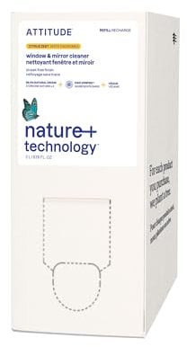 ATTITUDE Window & Mirror Cleaner Refill, EWG Verified, Plant- & Mineral-Based, Vegan & Streak-Free Glass Spray, Citrus Zest Scent, 2 Liters