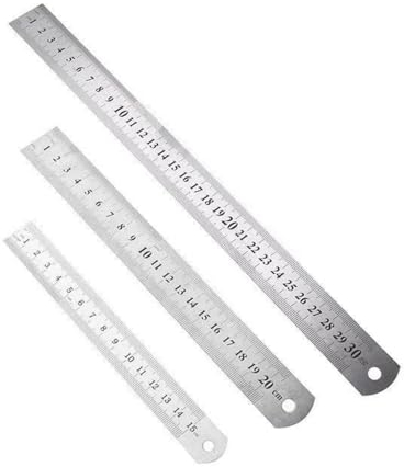 Edelstahllineale,3 Stück Edelstahl-Lineale,Metal ruler mit Doppelseiten Skala Kante Präzisions Stahlmaßstab,Metrisch und Imperial Gerader 15cm,20cm,30cm für Engineering,LEHRE,Offi