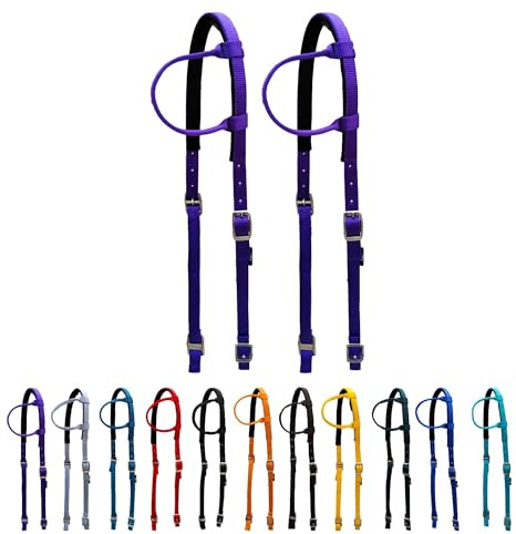 Majestic Ally Halfter für Pferde, Nylon, gepolstert, ausziehbar, Einzelohr, 2 Stück, mehrere Farben (lila, voll)