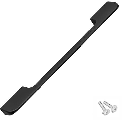 Decoranddecor Slimline Matt Black Kitchen Bathroom Bedroom Cabinet Door Drawer Furniture Handles (160mm or 192mm Hole Center, Matt Black)