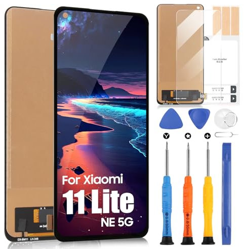 Pantalla para Xiaomi 11 Lite NE 5G / Mi 11 Lite 4G / 11 Lite 5G LCD Pantalla táctil digitazer Assembly Reemplazo con herramientas (6,55, negro)