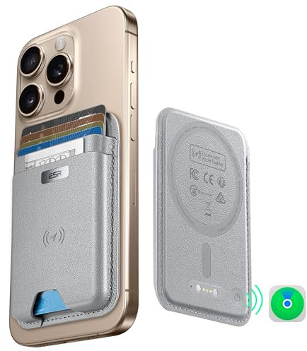 ESR for MagSafe Wallet with Find My Functionality, 5 Cards Holder, Strong Magnetic Wallet Tracker, for iPhone 16/15/14/13/12 Series, Not for 13/12 Mini, Grey