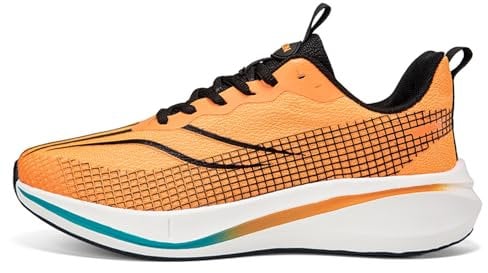 Xinghuanhua Zapatillas profesionales para correr para hombre, zapatillas deportivas con placa de carbono, transpirables, cómodas, ligeras, para exteriores, fitness EU39-46, naranja, 40 EU