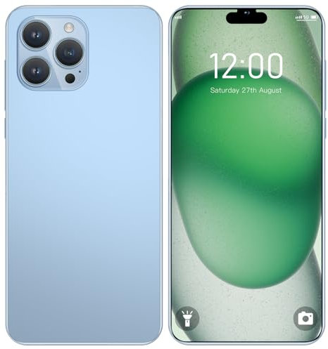 Teléfono Inteligente Desbloqueado Android Barato I15 Pro MAX 6.3 Pulgadas HD 3G Teléfono Celular Desbloqueado 1GB RAM 16GB ROM Teléfono Móvil SIM Dual con Cámara de 2MP+5MP Batería de 2800mAh (Azul)