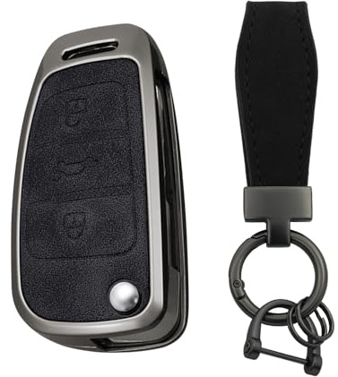 TECART Klappschlüssel Autoschlüssel Hülle Cover Passt für Audi A1 A3 A4 A6 A8 Quattro Q2 Q3 Q7 S3 S6 RS3 RS6 TT Schutzhülle Schlüsselcover Zubehör Auto Schlüssel Schlüsselanhänger 3 Tasten Schwarz B