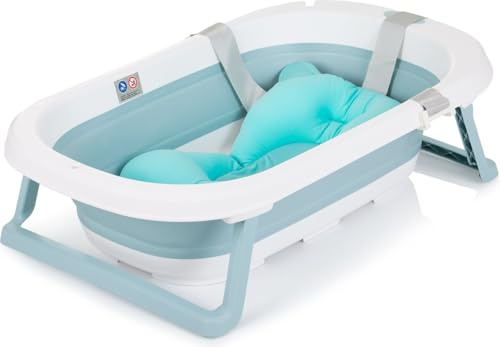 Chipolino Babywanne Isla mit Badekissen faltbar, integrierter Wasserablauf, Farbe:blau
