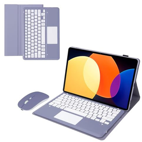 Funda Teclado Español (Incluye Ñ) para Redmi Pad Pro 12.1, Teclado Bluetooth Inalámbrico Desmontable Magnético (Lápiz no Incluido),Púrpura