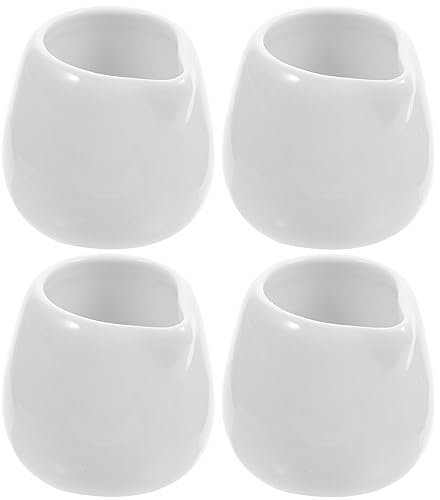 YARNOW Lot de 4 mini cruches en céramique blanche, 50 ml, petite boîte à lait, café, sauce, sirop, idéal pour les fêtes et les réunions