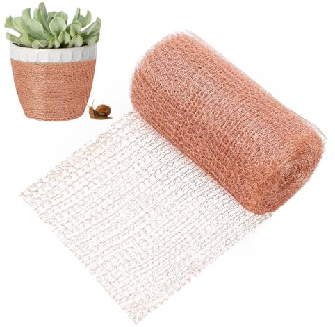 mizikuu Anti Schneckenzaun Kupfernetz, 12m*12.7cm Kupferband Gegen Schnecken Hochbeet Schneidbar Kupfergitterrolle Schneckenschutz Metall für Garten, Nacktschnecken, Schneckenfalle, Mäuse Abwehr