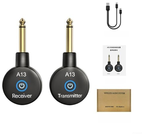 HpLive 2.4GHz Kabelloses Gitarrensystem mit Stiller Stecker,Electric Audio Guitar Wireless System Sender Empfänger Wiederaufladbar für Elektronische Instrumente E-Gitarren Bass