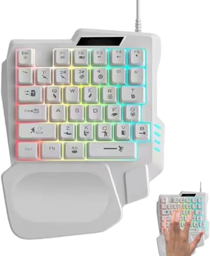Ceprznvey Tragbares Game-Keyboard, USB Game Keypad, Single-Handed Keyboard, White Mechanical Keyboard, Compact Keyboard, programmierbares Gamepad für Zuhause, Dorm, Apartment, Schule