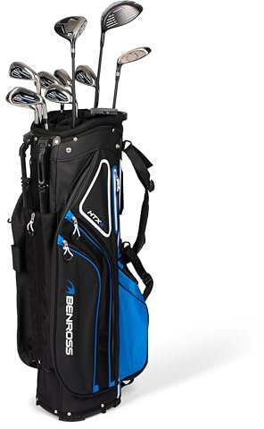 Benross HTX2 Golf Clubs Full Set with Hybrid Stand Bag, Driver, Fairway Wood, Hybrid, Irons 5-SW, Mallet Putter - Graphite & Steel Shafts, All-Weather Grips, Golf Club Sets for Men
