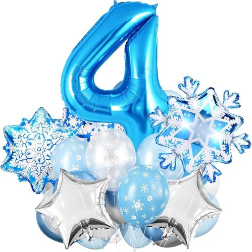 Schneeflocken Deko Luftballon, Geburtstag Zahlen Luftballon 4 Jahre, Schneeflocke Folien Ballon, Schneeflocken Helium Ballons, Snowflake Luftballon, Schneeflocken Luftballon