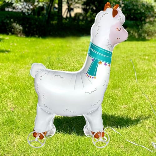 Nine San Walking Alpaka Luftballons Stehend Lama Alpaca Folienballon with Wheels Walker Alpakaballon Mexikanische Fiesta Geburtstag Deko