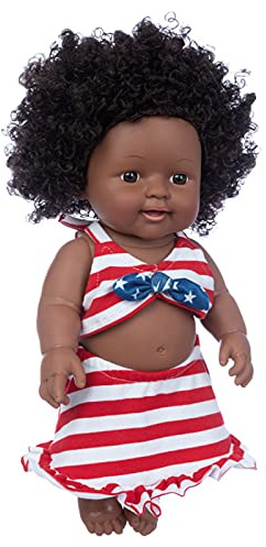 Nizza African Babypuppe, 30 cm, Acrylaugen, Afro-Haar, drehbare Gelenke