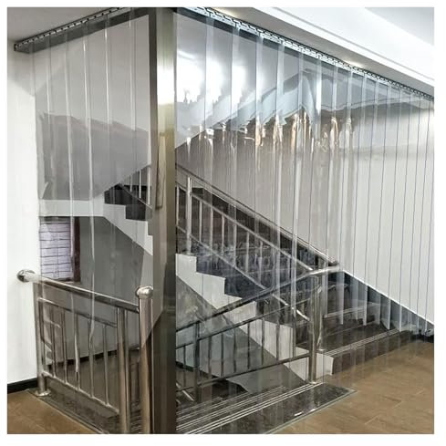 Banda/Cortina para puerta de PVC claro y flexible Kit de cortina de tiras de puerta transparente de PVC, totalmente preensamblado, fácil de limpiar, cortina de puerta de tiras de plástico transparente