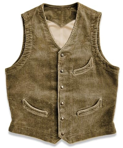 Tuikayoo Men's Corduroy Vest Business Formal Waistcoat Vintage Western Cowboy for Party Wedding and Prom