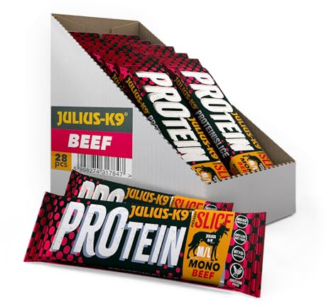 Julius K9 Protein Bar for dogs 50g Beef & Carrots, dog treat, chicken free, ideal for training, hypoallergenic snack, mono protein