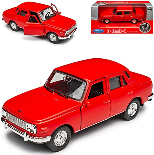 Welly Wartburg 353 Limousine Rot 1966-1989 ca 1/43 1/36-1/46 Modell Auto mit individiuellem Wunschkennzeichen