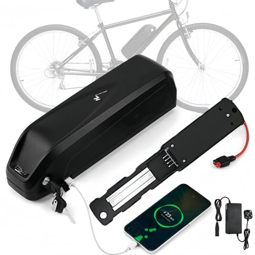 Ebike Battery 36V/48V 13Ah/15Ah/17.5Ah/20Ah Lithium Battery Hailong Bicycle Batteries with Fast Charger BMS 30A 2A Output USB Secure Indicator Led Plate Base 4 Pin for Engine 200-1400W (36V13Ah)
