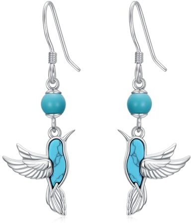 PROESS Türkise Kolibri Ohrringe 925er Sterling Silber Kolibri Ohrringe Vogel Schmuck Geschenke für Frauen Kolibri Liebhaber