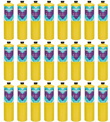 LavaTap Firemaster MAPP Gas 24 Pack - 400g MAP Blow Torch Fuel | Burns hotter than propane for fast soldering & brazing. Fits Rothenberger, Bernzomatic & standard 7/16 EN417 torches