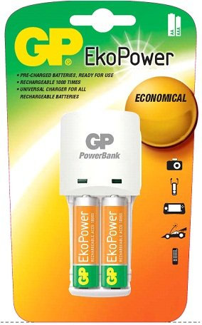GP® EkoPower NiMH BATTERY CHARGER with 2x EcoPower rechargeable AA NiMH batteries