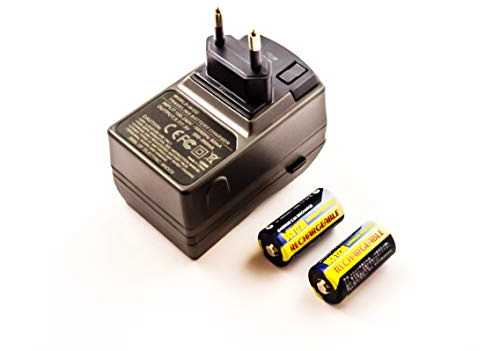 AGI 70816 Ladegerät (2 Stück), 500 mAh, 3 V, schwarz, Akku-Ladegerät für Innenbereich, 1/2AA