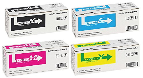 4x Original Kyocera Toner TK5140 TK 5140 für Kyocera Ecosys M 6530 CDN - BK, Cy, Ma, Ye - Leistung: BK ca. 7000 / Farben ca. 5000 Seiten/5% -