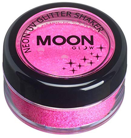 Moon Glow Shaker à paillettes UV néon – Brille brillamment sous un éclairage UV, rose vif, 5 g