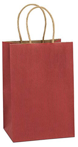 BagDream Kraftpapiertüten, 13,2 x 7,6 x 20,3 cm, kleine Geschenktüten aus Kraftpapier mit Griffen, Großpackung, für Shopping, Partyzubehör, Einzelhandel, Merchandise, Business, rote