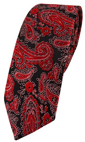 TigerTie - schmale Designer Krawatte in Paisley gemustert