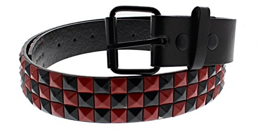Zac's Alter Ego Bicolour Chessboard 3 Row Pyramid Studded Belt