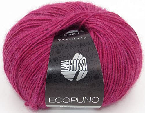 LANA GROSSA Ecopuno | Edle Netzgarnstruktur aus Baumwolle gefüllt mit Merino/Alpaka | Handstrickgarn aus 17% Schurwolle & 11% Alpaka Wolle | 50g Wolle zum Stricken & Häkeln | 215m Garn FB 22