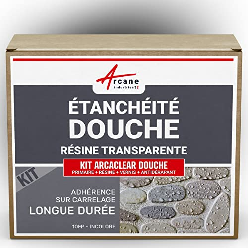 Étanchéité transparente douche et salle de bain, résine sur carrelage en kit - 10 m² - ARCANE INDUSTRIES