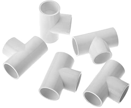 MroMax Lot de 5 raccords de tuyau en PVC en forme de T Blanc 25 mm