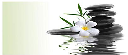 Tulup Impression sur verre 125x50 cm Image Tableau Photo décorative panoramique pour la cuisine et le salon - Fleurs et plantes - Pierres Zen - Blanc