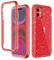 LONTECT for iPhone 11 Case Built-in Screen Protector Glitter Clear Sparkly Bling Rugged Shockproof Hybrid Full Body Protective Case Cover for Apple iPhone 11 6.1 2019, Red Clear/Silver Glitter