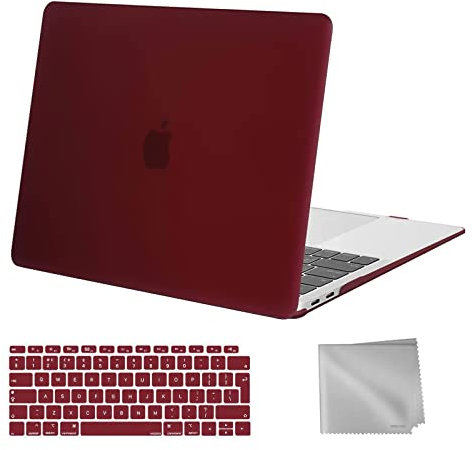 MOSISO Compatible with MacBook Air 13 inch Case M1 2021 2020 2019 2018, Hard Shell Cover Compatible for MacBook Air M1 Case 13.3 inch A2337 A2179 A1932 with Keyboard Cover & Wipe Cloth, Marsala Red